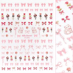 Daily Charme - Bejeweled Nail Art Sticker / Coquette Roses
