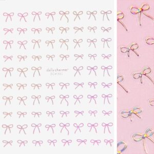 Daily Charme - Kawaii Nail Art Sticker - Coquette Bows - Holographic Pink