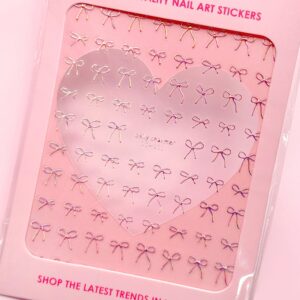 Daily Charme - Kawaii Nail Art Sticker - Coquette Bows - Holographic Pink