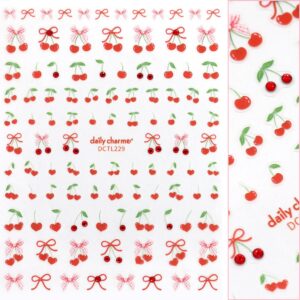 Daily Charme - Valentine Bejeweled Nail Art Sticker - Coquette Cherry