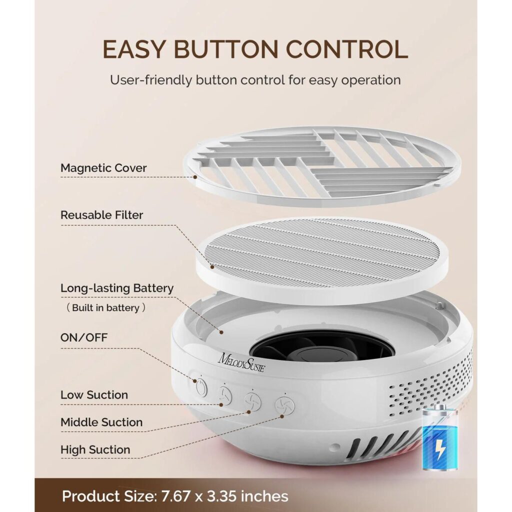 MelodySusie - SProR Cordless & Rechargeable Nail Dust Collector - White