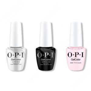 OPI GelColor Intelli-Gel Combo - Super Base Coat, Super Gloss Top Coat & Baby, Pink Again