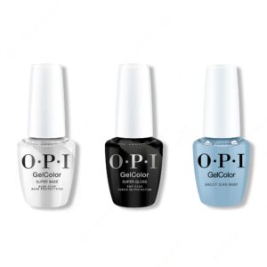 OPI GelColor Intelli-Gel Combo - Super Base Coat, Super Gloss Top Coat & Baggy Jean Baby