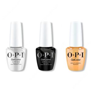 OPI GelColor Intelli-Gel Combo - Super Base Coat, Super Gloss Top Coat & Beauty School Popout