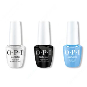 OPI GelColor Intelli-Gel Combo - Super Base Coat, Super Gloss Top Coat & Blue Them All Away