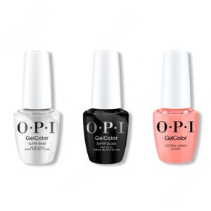 OPI GelColor Intelli-Gel Combo - Super Base Coat, Super Gloss Top Coat & Cotton Candied Clawz