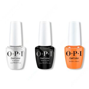 OPI GelColor Intelli-Gel Combo - Super Base Coat, Super Gloss Top Coat & Prideful Peach