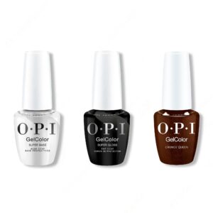 OPI GelColor Intelli-Gel Combo - Super Base Coat, Super Gloss Top Coat & Grunge Queen