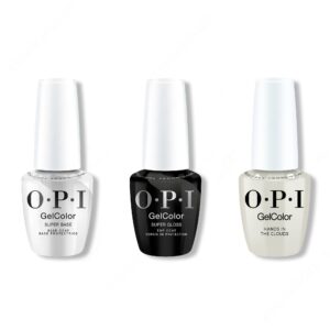 OPI GelColor Intelli-Gel Combo - Super Base Coat, Super Gloss Top Coat & Hands in the Clouds