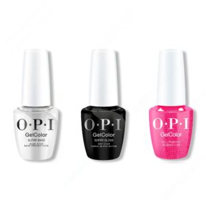 OPI GelColor Intelli-Gel Combo - Super Base Coat, Super Gloss Top Coat & Lollypoppin' Bubblegum