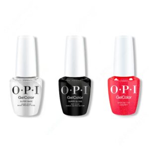 OPI GelColor Intelli-Gel Combo - Super Base Coat, Super Gloss Top Coat & Spread the Cherry