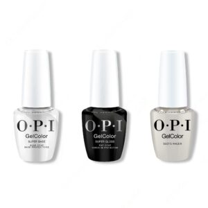 OPI GelColor Intelli-Gel Combo - Super Base Coat, Super Gloss Top Coat & Suzi’s Pager