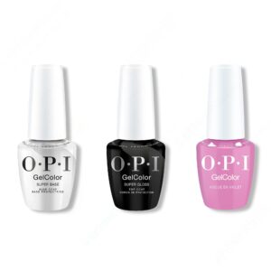 OPI GelColor Intelli-Gel Combo - Super Base Coat, Super Gloss Top Coat & Vogue en Violet