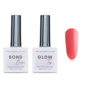 The GelBottle Inc - Gel Combo - Bond Base, Glow Top & Hema-Free Paint - Rhubarb